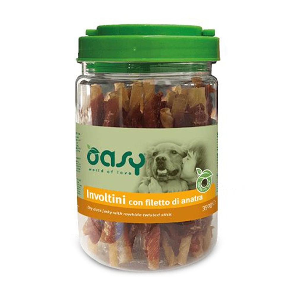 Ласощі для собак Oasy Dry Duck Jerky With Rawhide Twisted Stick, 350 г